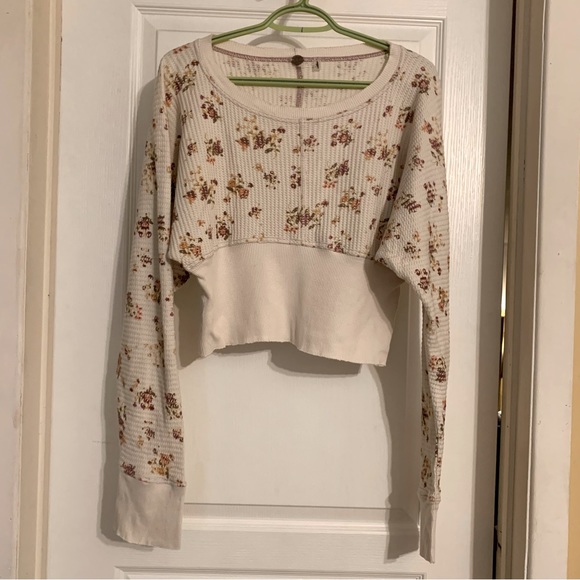 Free People Tops - Free people floral waffle long sleeve stretch thermal shirt